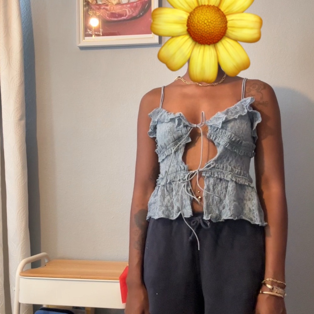 PrettyLittleThing Denim Blue Ruffle Camisole
